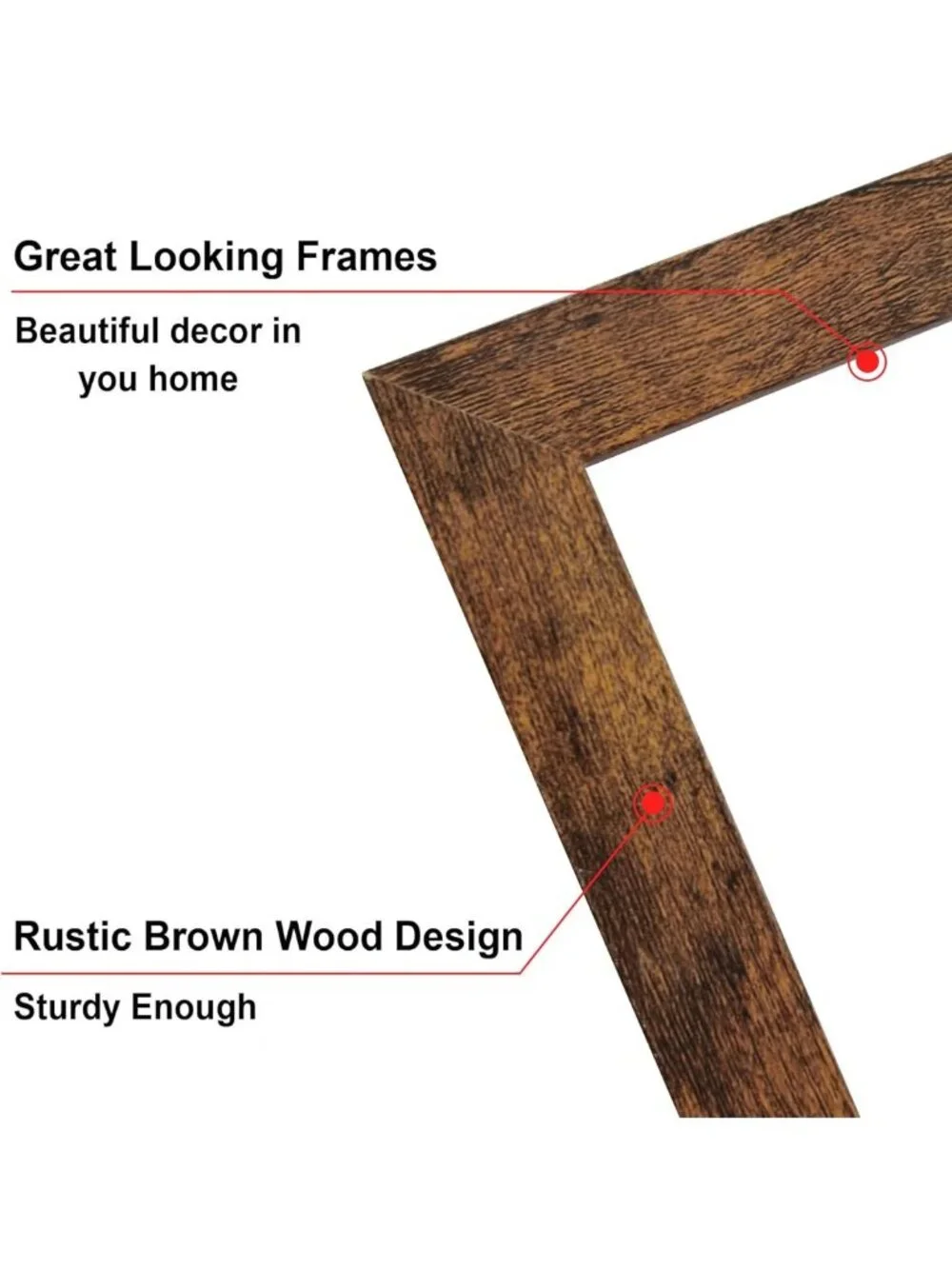 Set of 6 Brown 8x10 Picture Frames - Display 5x7 or 8x10 Photos, Wall Decor